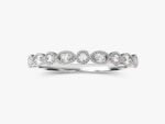Migraine Accent Marquise and Round Wedding Ring Round Cut Natural Diamond Stacking Band - Image 6