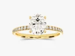 14K Solid Gold Hidden Halo Oval Moissanite Diamond Engagement Ring 1.5CT Engagement Ring - Image 3