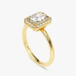 14k Solid Gold 1.5 CT Radiant Natural Diamond Promise Ring Thin Band Platinum Ring - Image 8