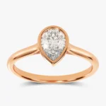 14K Solid Gold 1.5CT Natural Diamond Bezel Set Pear Solitaire Ring - Image 7