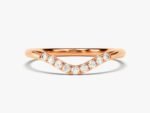 14K Solid Gold Curved Wedding Ring / Nine-Stone Natural Diamond Wedding Band for Women - Image 5