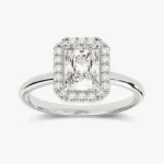 14k Solid Gold 1.5 CT Radiant Natural Diamond Promise Ring Thin Band Platinum Ring - Image 7