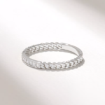Natural Diamond Pave Chain Ring: 18K Solid Gold Slim Cuban Link Eternity Ring for Women - Image 6