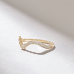 14k Natural Diamond Alternating Pave Stacking Ring: Tiny Zigzag Band for Daily Wear - Image 5