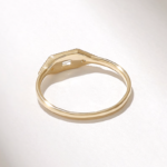 Natural Diamond Baguette Signet Ring | 18K Solid Gold Vintage Pinky Ring For Women - Image 7