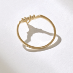 Natural Diamond Crown Stacking Ring: 14k Solid Gold Curved Wedding Ring for Women - Image 7