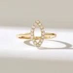 Pave Natural Diamond Open Eye Ring | Minimalist Natural Diamond Evil Eye Ring | Protection Ring - Image 2