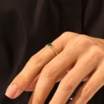 18K Solid Gold Baguette Emerald Twist Ring