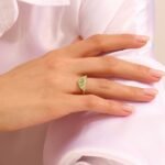 14K Solid Gold Pave Emerald Boho Ring - Image 3