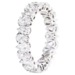 14K White Gold 4.57 Carat Solitaire Pear-Shape Natural Diamond Eternity Band Ring