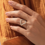 Bezel Natural Diamond Split Marquise Ring | Unique Initial Finger Ring For Women - Image 3