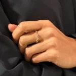 Natural Diamond Zigzag Ring | 18K Solid Gold Stacking Ring for Women | Pave Wave Ring - Image 3