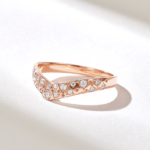 Natural Diamond Wishbone Ring | 18k Gold Curved Wedding Band | Solid V-Shaped Band - Image 6