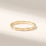 14k Solid Gold Slim Wedding Ring: Real Natural Diamond Delicate Stacking Band - Image 4