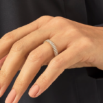 天然鑽石半永恆結婚戒指 | 14k 純金閃亮女士戒指