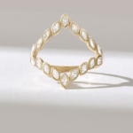 Bezel Natural Diamond Split Marquise Ring | Unique Initial Finger Ring For Women - Image 2