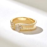 Natural Diamond Open Wedding Band,18k Cuff Rings for Women, Wrap Around Gap Ring - Image 4