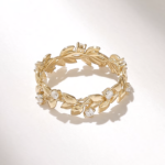 Natural Diamond Pave Leaf Ring | Solid Gold Vine Eternity Wedding Band | Dainty Ring - Image 7