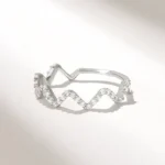 Natural Diamond Zigzag Ring | 18K Solid Gold Stacking Ring for Women | Pave Wave Ring - Image 6