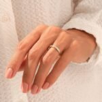 18k Gold Bezel Natural Diamond Wedding Band: Mixed Cut Unique Bridal Ring