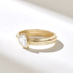 14k Gold Natural Diamond Pear Engagement Ring: Solitaire Bezel Setting for Women - Image 4