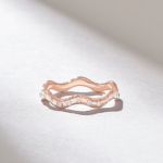 Pave Natural Diamond Wave Ring | Solid Gold Wedding Band | Minimalist Zigzag Band - Image 5