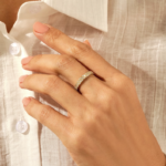 Natural Diamond Pave Wedding Ring | 18k Full Eternity Band Women | 3.40mm Wide Band - Image 3