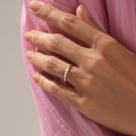 Natural Diamond Ascending Round Wedding Ring, Pave Composition Stacking Ring for Women - Image 3