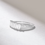 Emerald Cut Natural Diamond Wedding Ring: Dainty 5 Stone Band for Women - Image 6