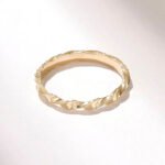 14k Gold Natural Diamond Twisted Half Eternity Ring, Dainty Rope Wedding Band for Women - Image 2