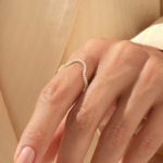 Natural Diamond Curved Band | 14k Contour Ring Enhancer | Solid Gold Pave Arch Ring