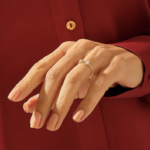 天然鑽石開口袖口可調式戒指 | 女士小長方形開口結婚戒指