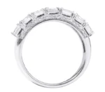 18k Gold Solitaire Emerald-Cut Moissanite Diamond Half-Band Ring For Women - Image 3