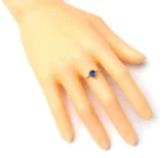 14K Solid Gold Blue Sapphire Ring in Prong Setting - Image 4