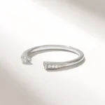 Moissanite Diamond Cuff Ring | Solid Gold Open Stacking Ring | 14K Pave Moissanite Diamond Wrap Ring - Image 5