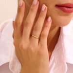 18k金菱形婚戒：纖細天然鑽石疊戴戒指，精緻聯盟戒指