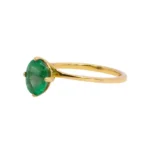18K Solid Gold Round Shape Natural Emerald Solitaire Ring in Four-Prong - Image 3