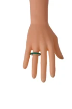 18K Solid Gold Natural Emerald and Diamond Eternity Band Ring - Image 4