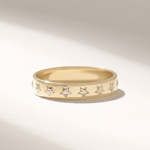 18K Solid Gold Star Eternity Wedding Band: Women's Ring with Star Set Natural Diamonds - Image 2