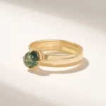 14K Solid Gold Moss Agate Solitaire Ring - Image 4