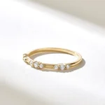 Round Alternating Natural Diamond Ring | 1.30MM Slim Marriage Ring | Tiny Natural Diamond Ring - Image 4