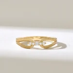Natural Diamond Twisted Rope Ring |18K Solid Gold Unique Design Statement Ring For Women - Image 2
