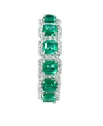 18K Solid Gold Natural Emerald Diamond Eternity Band - Image 2