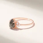 14k Gold Vintage Pear Salt and Pepper Diamond Engagement Ring, Solid Gold Ring - Image 4