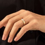 天然鑽石金戒指 | 18K純金厚戒圈單石戒指 | 天然鑽石