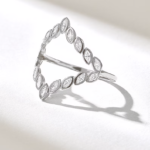 Bezel Natural Diamond Split Marquise Ring | Unique Initial Finger Ring For Women - Image 5