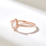 Pear Natural Diamond Tiara Ring |Bezel Natural Diamond Solitaire Ring Women - Image 6