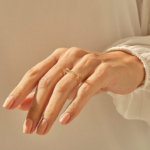 14k 純金 D 型長方形戒指 | 女士幾何個性戒指