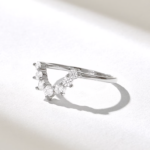 Pave Natural Diamond Nesting Ring, Curved 14k Solid Gold Wedding Band with VS-SI Natural Diamonds - Image 6