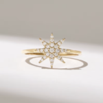 Natural Diamond Star Ring: 18K Solid Gold Celestial Statement Jewelry for Women - Image 2